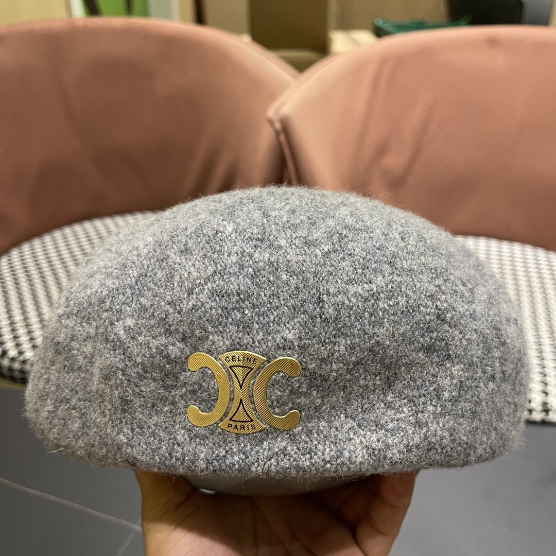  celine赛琳2025秋冬新款美拉德风贝雷帽女百搭显脸小南瓜帽画家帽子潮