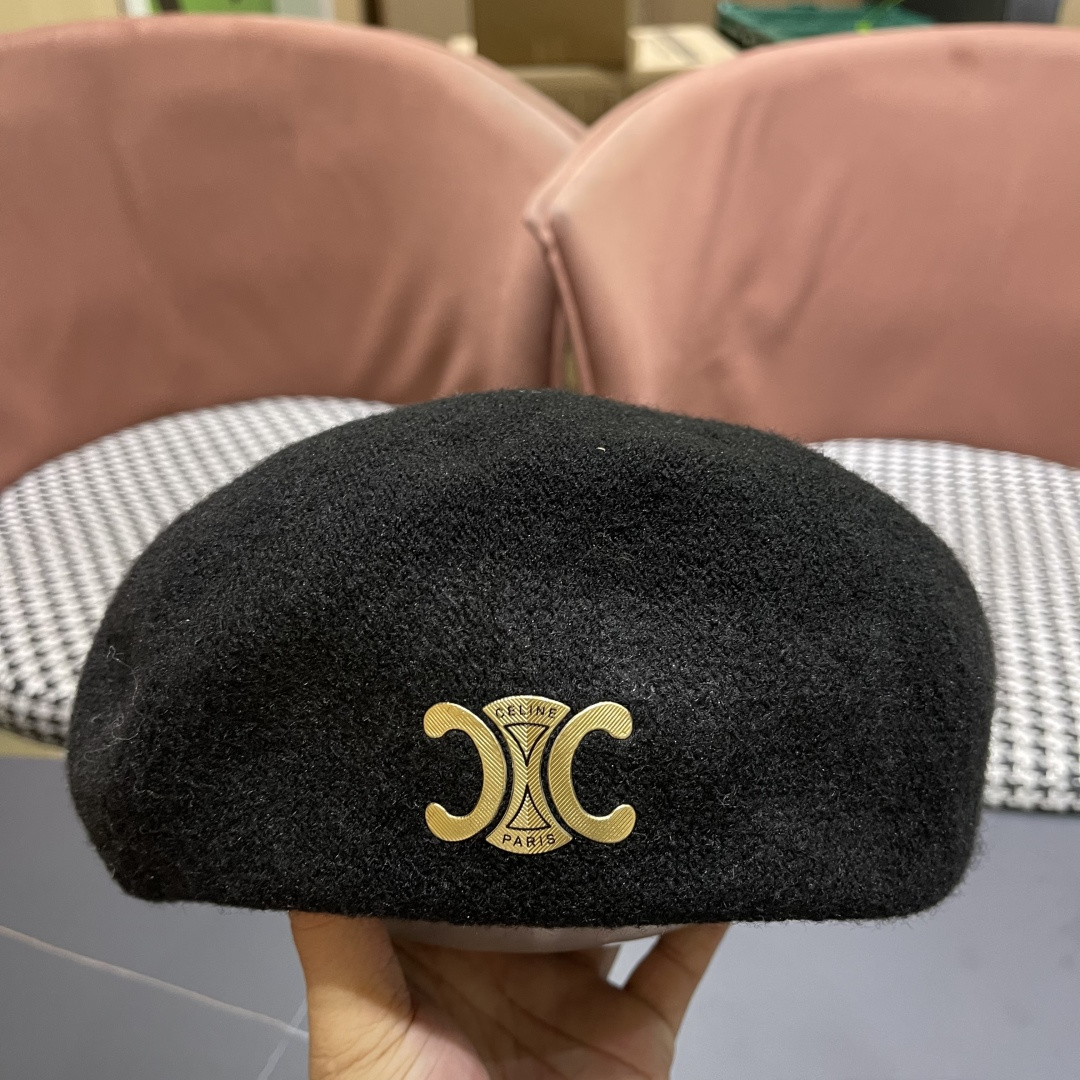  celine赛琳2025秋冬新款美拉德风贝雷帽女百搭显脸小南瓜帽画家帽子潮