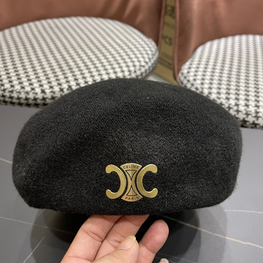  celine赛琳2025秋冬新款美拉德风贝雷帽女百搭显脸小南瓜帽画家帽子潮