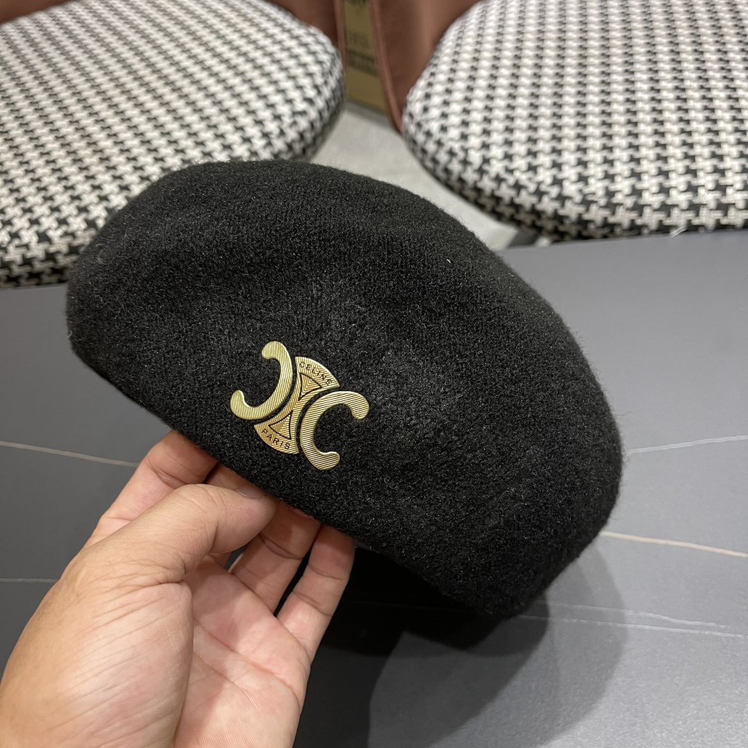  celine赛琳2025秋冬新款美拉德风贝雷帽女百搭显脸小南瓜帽画家帽子潮