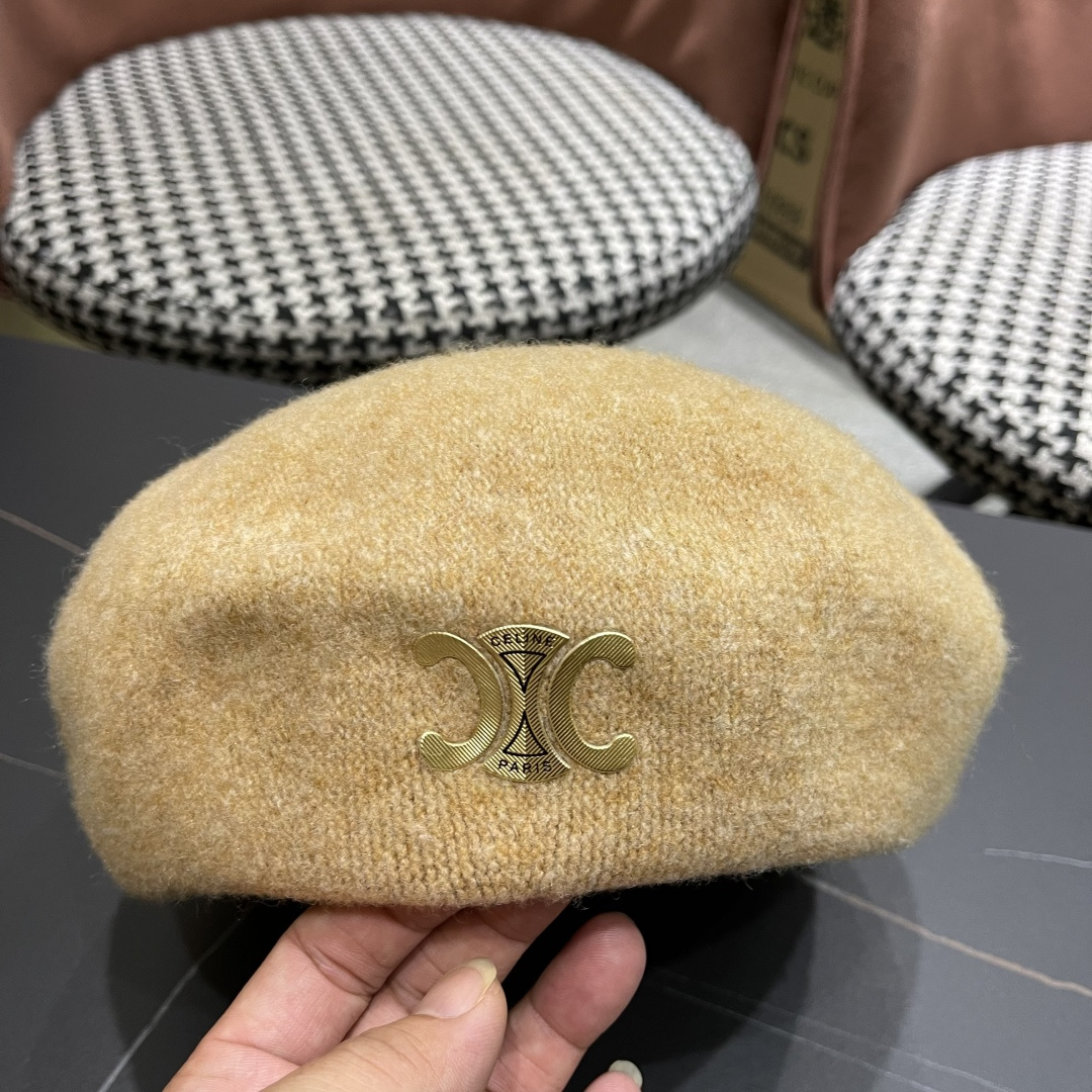  celine赛琳2025秋冬新款美拉德风贝雷帽女百搭显脸小南瓜帽画家帽子潮