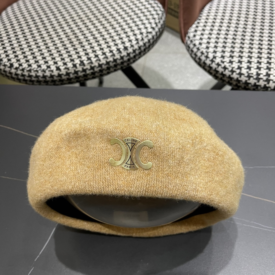  celine赛琳2025秋冬新款美拉德风贝雷帽女百搭显脸小南瓜帽画家帽子潮