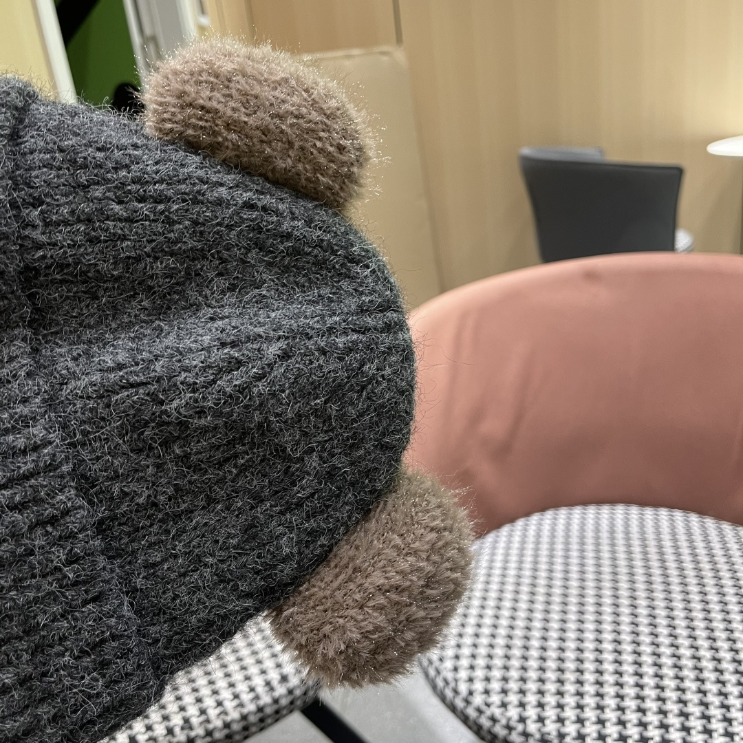  迪奥DlOR帽子女款秋冬可爱角毛绒季加厚保暖护耳
毛线帽日系显脸小针织帽