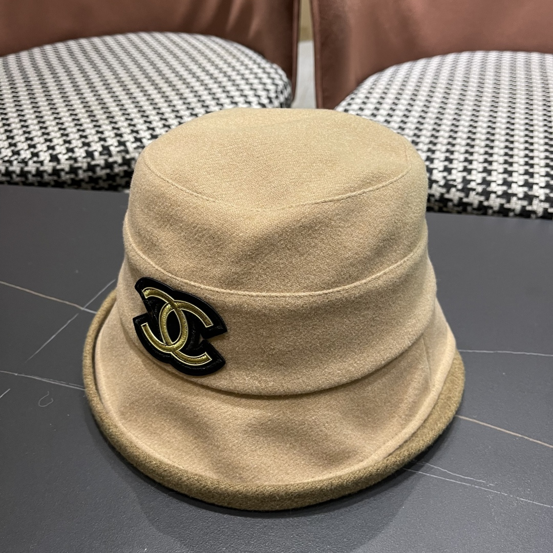  香奈儿(CHANEL) 英伦复古毛呢渔夫帽子女秋冬季优雅气质保暖盆帽时尚百搭显脸小潮