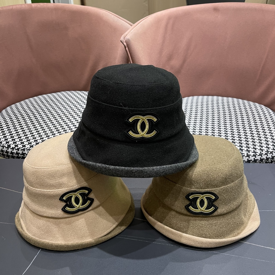  香奈儿(CHANEL) 英伦复古毛呢渔夫帽子女秋冬季优雅气质保暖盆帽时尚百搭显脸小潮