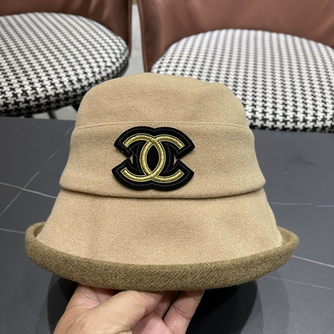  香奈儿(CHANEL) 英伦复古毛呢渔夫帽子女秋冬季优雅气质保暖盆帽时尚百搭显脸小潮