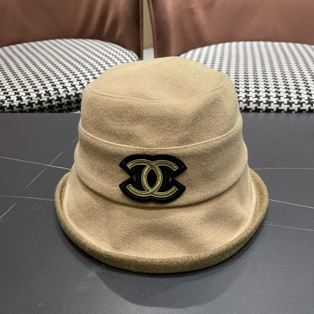 香奈儿(CHANEL) 英伦复古毛呢渔夫帽子女秋冬季优雅气质保暖盆帽时尚百搭显脸小潮