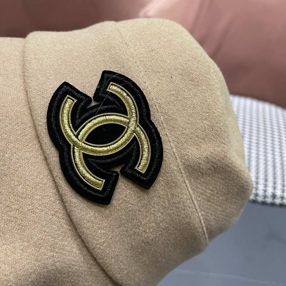  香奈儿(CHANEL) 英伦复古毛呢渔夫帽子女秋冬季优雅气质保暖盆帽时尚百搭显脸小潮