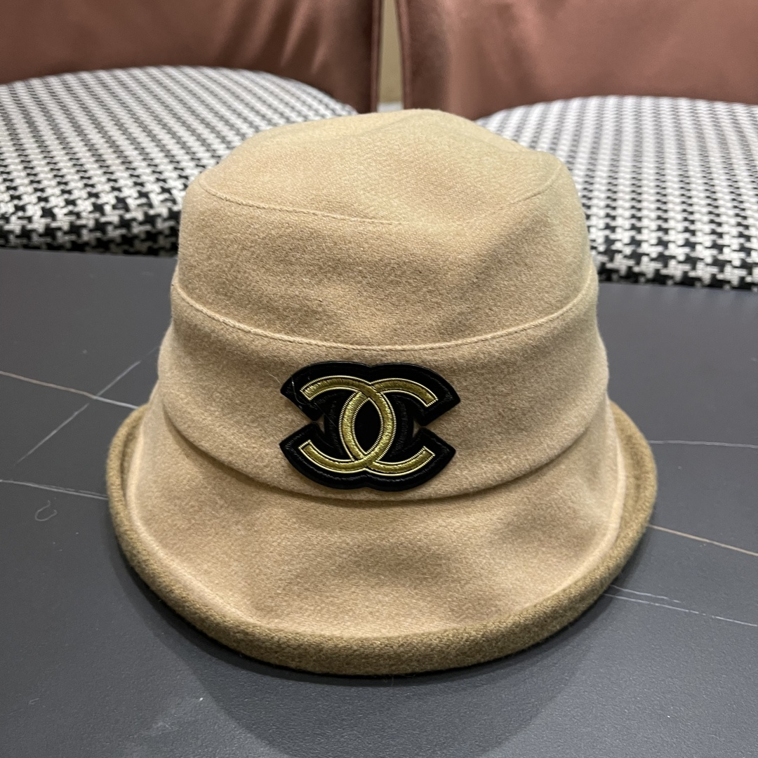  香奈儿(CHANEL) 英伦复古毛呢渔夫帽子女秋冬季优雅气质保暖盆帽时尚百搭显脸小潮
