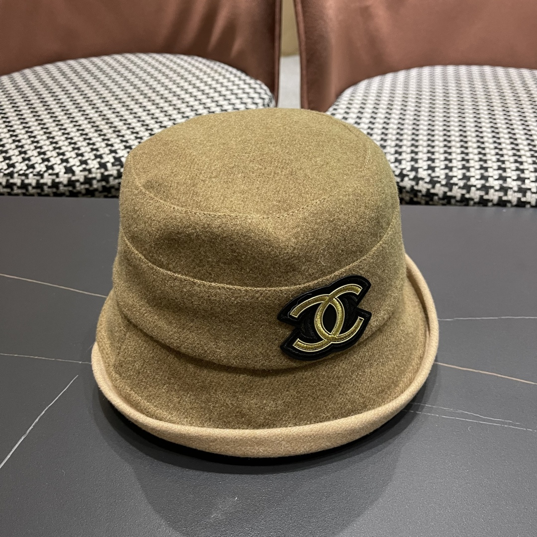  香奈儿(CHANEL) 英伦复古毛呢渔夫帽子女秋冬季优雅气质保暖盆帽时尚百搭显脸小潮