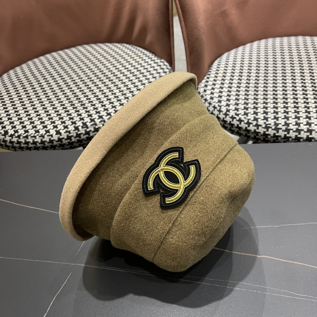  香奈儿(CHANEL) 英伦复古毛呢渔夫帽子女秋冬季优雅气质保暖盆帽时尚百搭显脸小潮