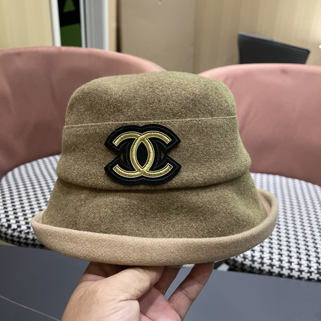  香奈儿(CHANEL) 英伦复古毛呢渔夫帽子女秋冬季优雅气质保暖盆帽时尚百搭显脸小潮