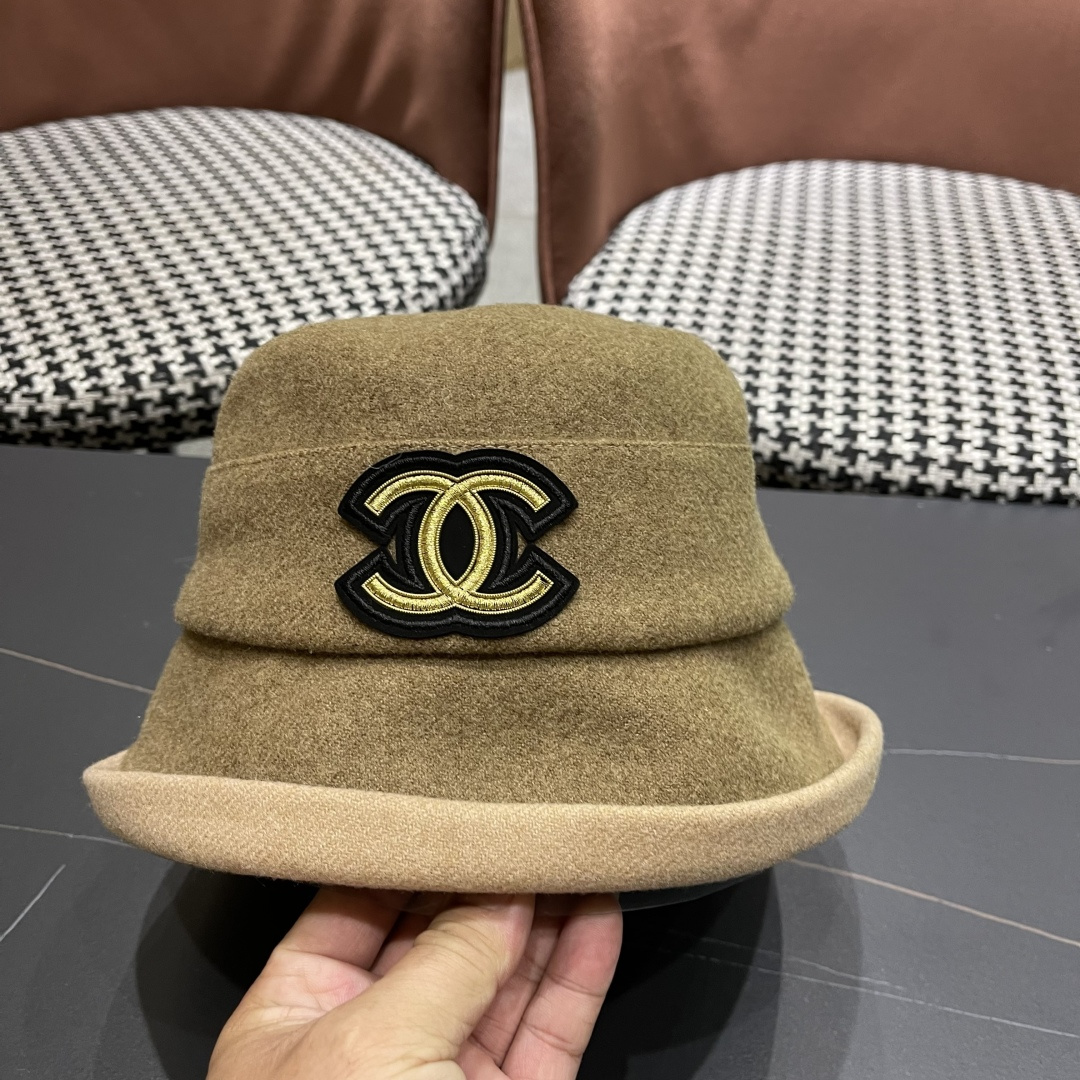  香奈儿(CHANEL) 英伦复古毛呢渔夫帽子女秋冬季优雅气质保暖盆帽时尚百搭显脸小潮