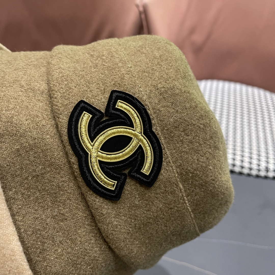  香奈儿(CHANEL) 英伦复古毛呢渔夫帽子女秋冬季优雅气质保暖盆帽时尚百搭显脸小潮