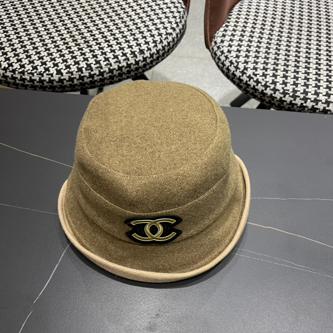  香奈儿(CHANEL) 英伦复古毛呢渔夫帽子女秋冬季优雅气质保暖盆帽时尚百搭显脸小潮