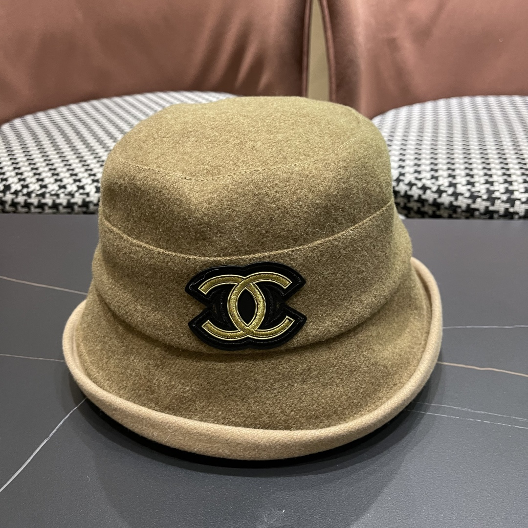  香奈儿(CHANEL) 英伦复古毛呢渔夫帽子女秋冬季优雅气质保暖盆帽时尚百搭显脸小潮