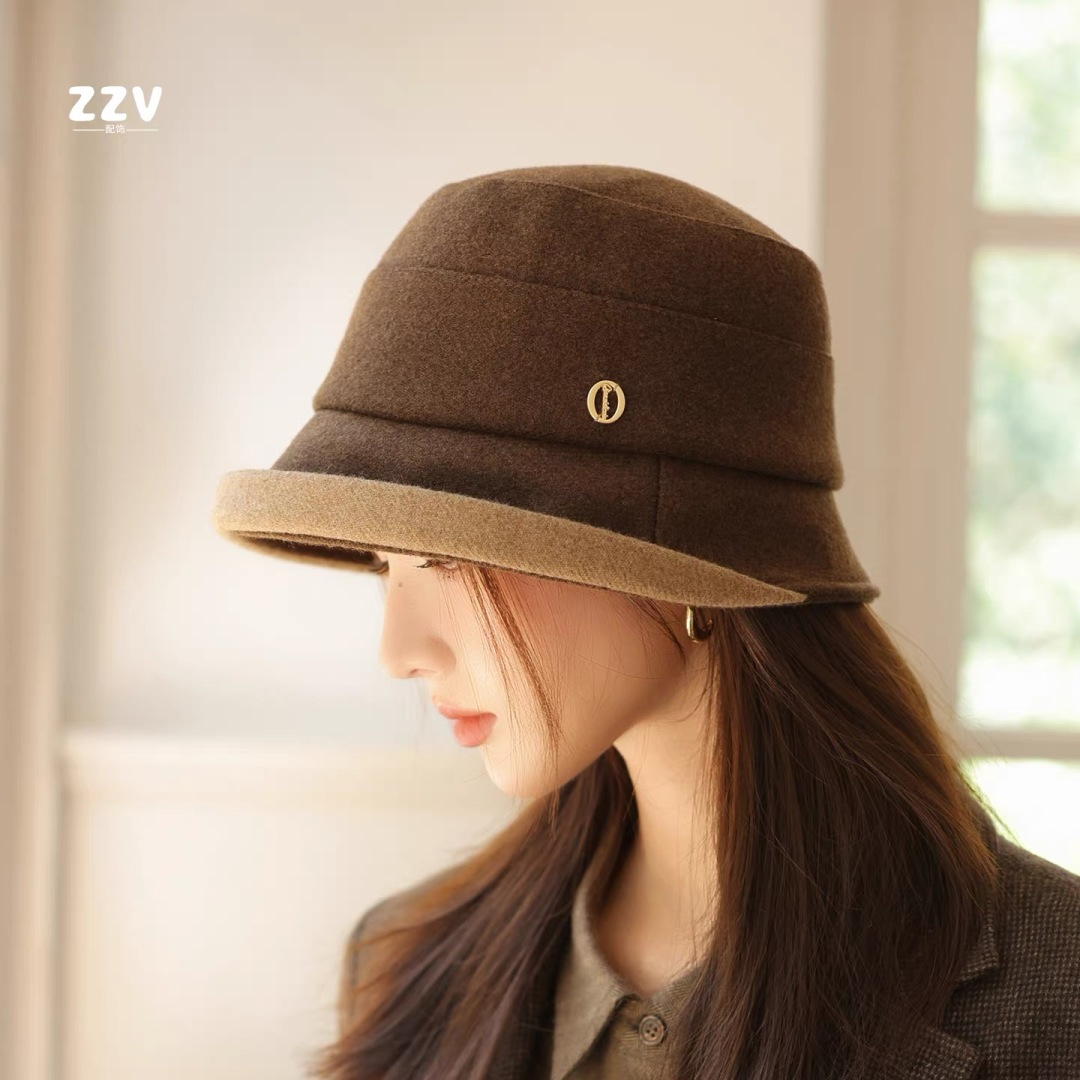  香奈儿(CHANEL) 英伦复古毛呢渔夫帽子女秋冬季优雅气质保暖盆帽时尚百搭显脸小潮