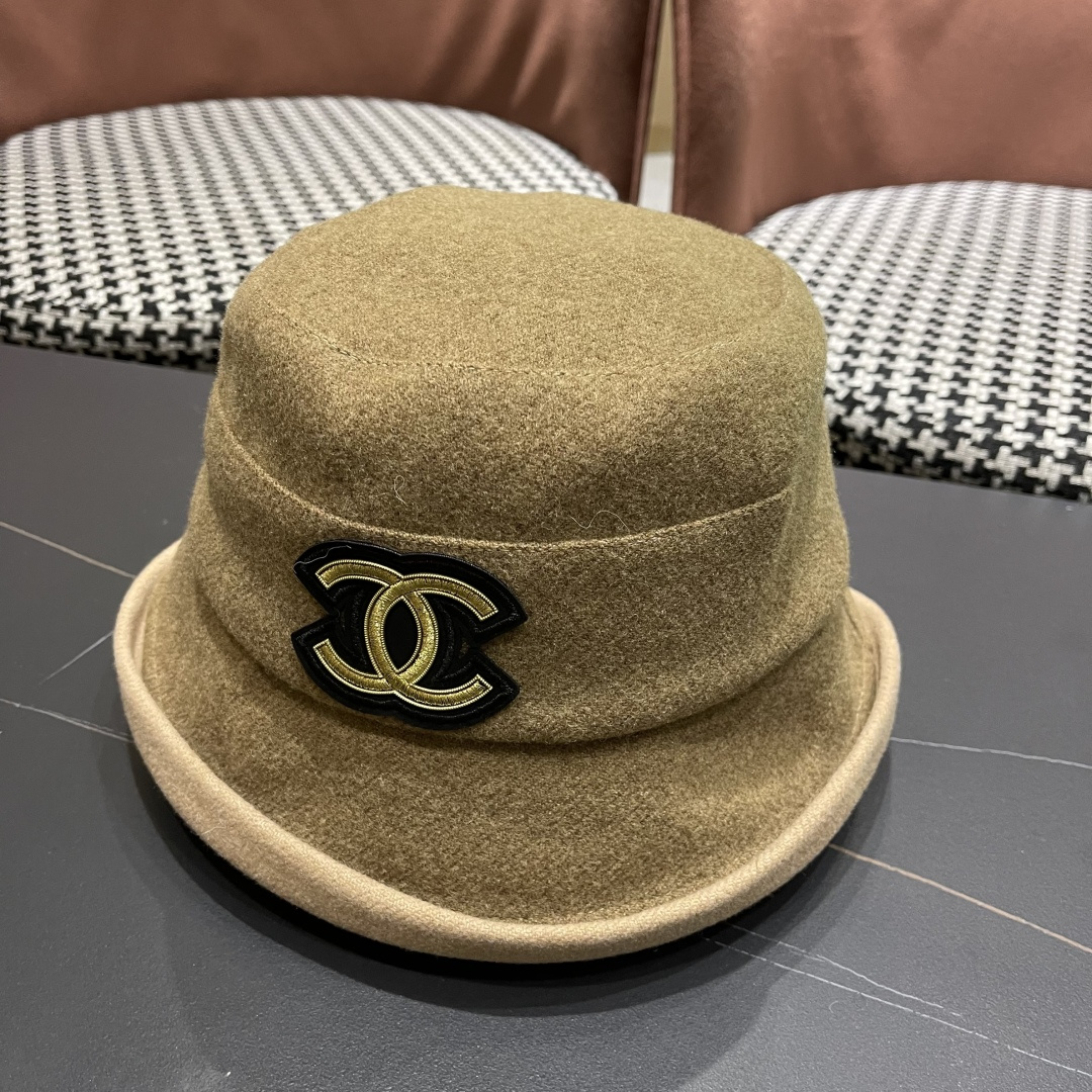  香奈儿(CHANEL) 英伦复古毛呢渔夫帽子女秋冬季优雅气质保暖盆帽时尚百搭显脸小潮