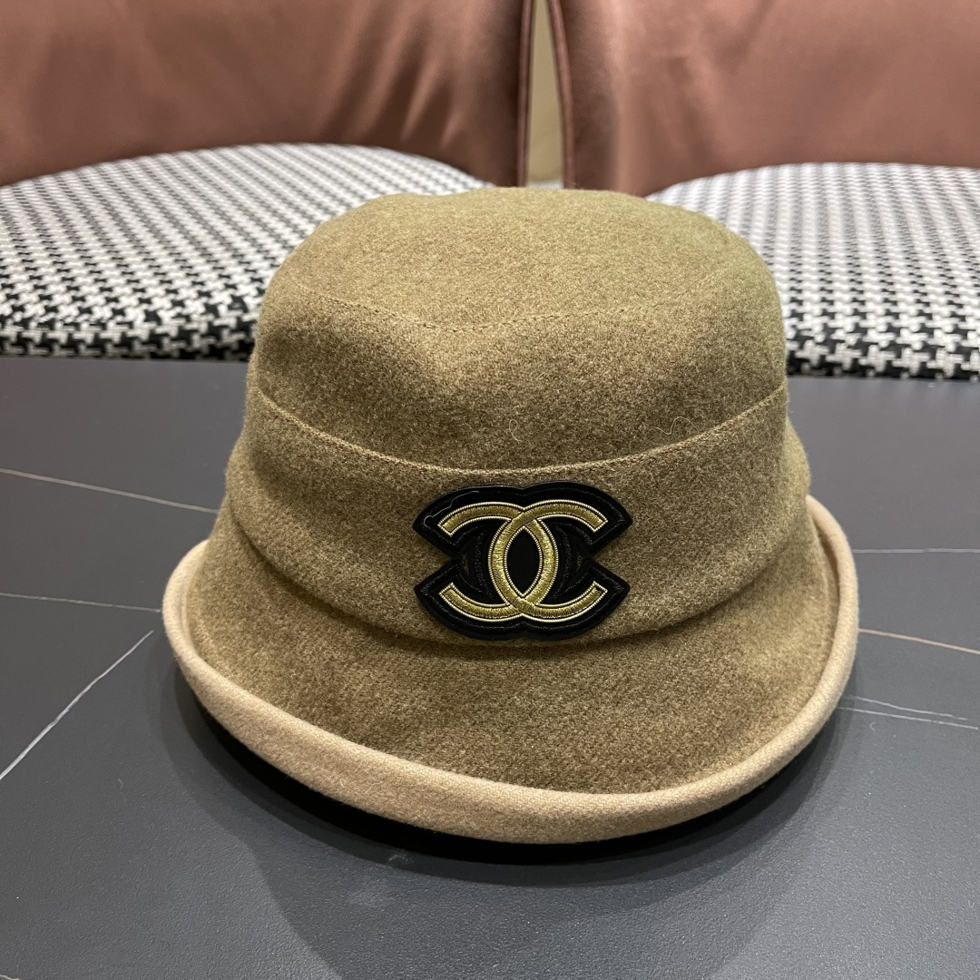  香奈儿(CHANEL) 英伦复古毛呢渔夫帽子女秋冬季优雅气质保暖盆帽时尚百搭显脸小潮