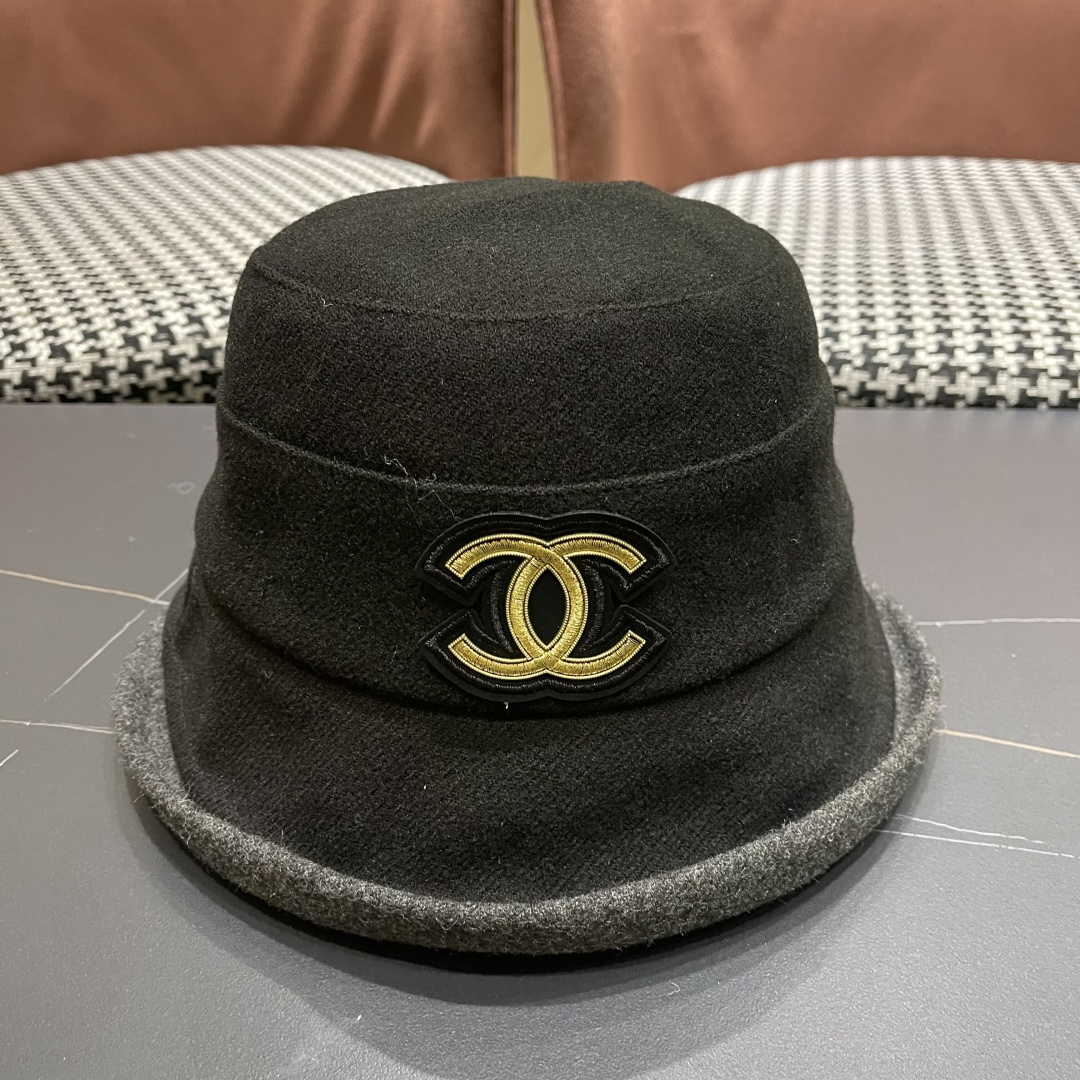  香奈儿(CHANEL) 英伦复古毛呢渔夫帽子女秋冬季优雅气质保暖盆帽时尚百搭显脸小潮