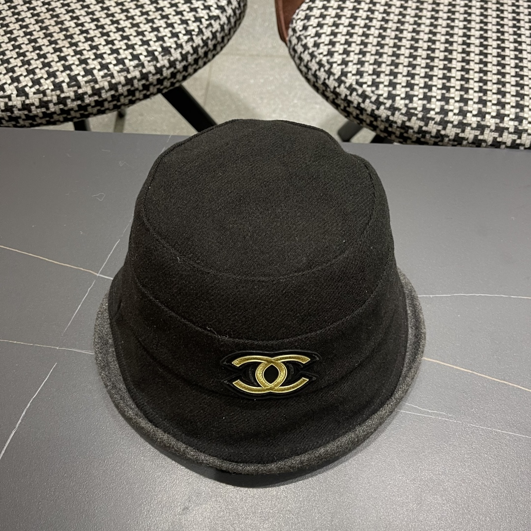  香奈儿(CHANEL) 英伦复古毛呢渔夫帽子女秋冬季优雅气质保暖盆帽时尚百搭显脸小潮
