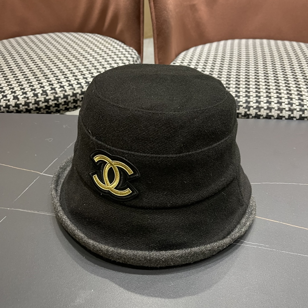  香奈儿(CHANEL) 英伦复古毛呢渔夫帽子女秋冬季优雅气质保暖盆帽时尚百搭显脸小潮
