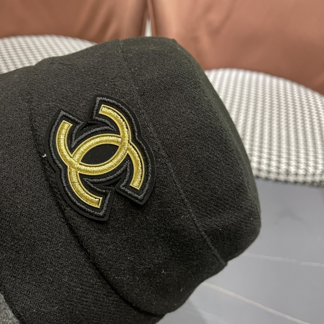  香奈儿(CHANEL) 英伦复古毛呢渔夫帽子女秋冬季优雅气质保暖盆帽时尚百搭显脸小潮