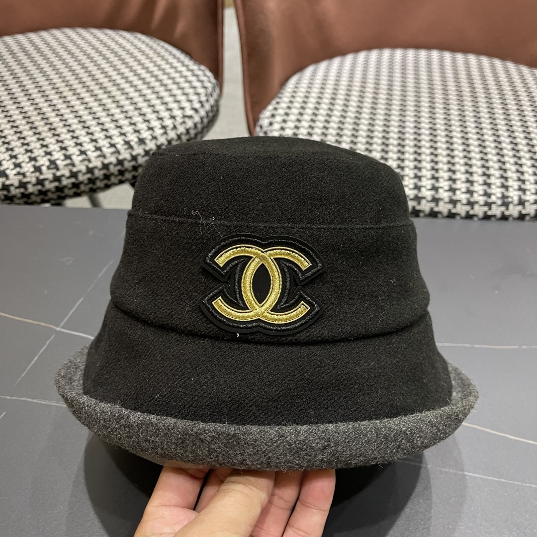  香奈儿(CHANEL) 英伦复古毛呢渔夫帽子女秋冬季优雅气质保暖盆帽时尚百搭显脸小潮