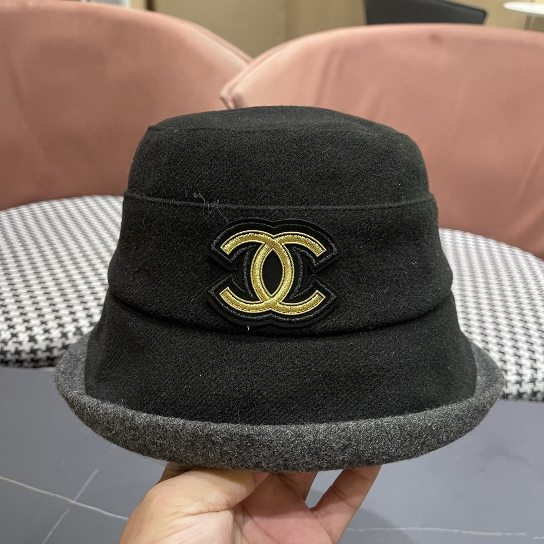  香奈儿(CHANEL) 英伦复古毛呢渔夫帽子女秋冬季优雅气质保暖盆帽时尚百搭显脸小潮