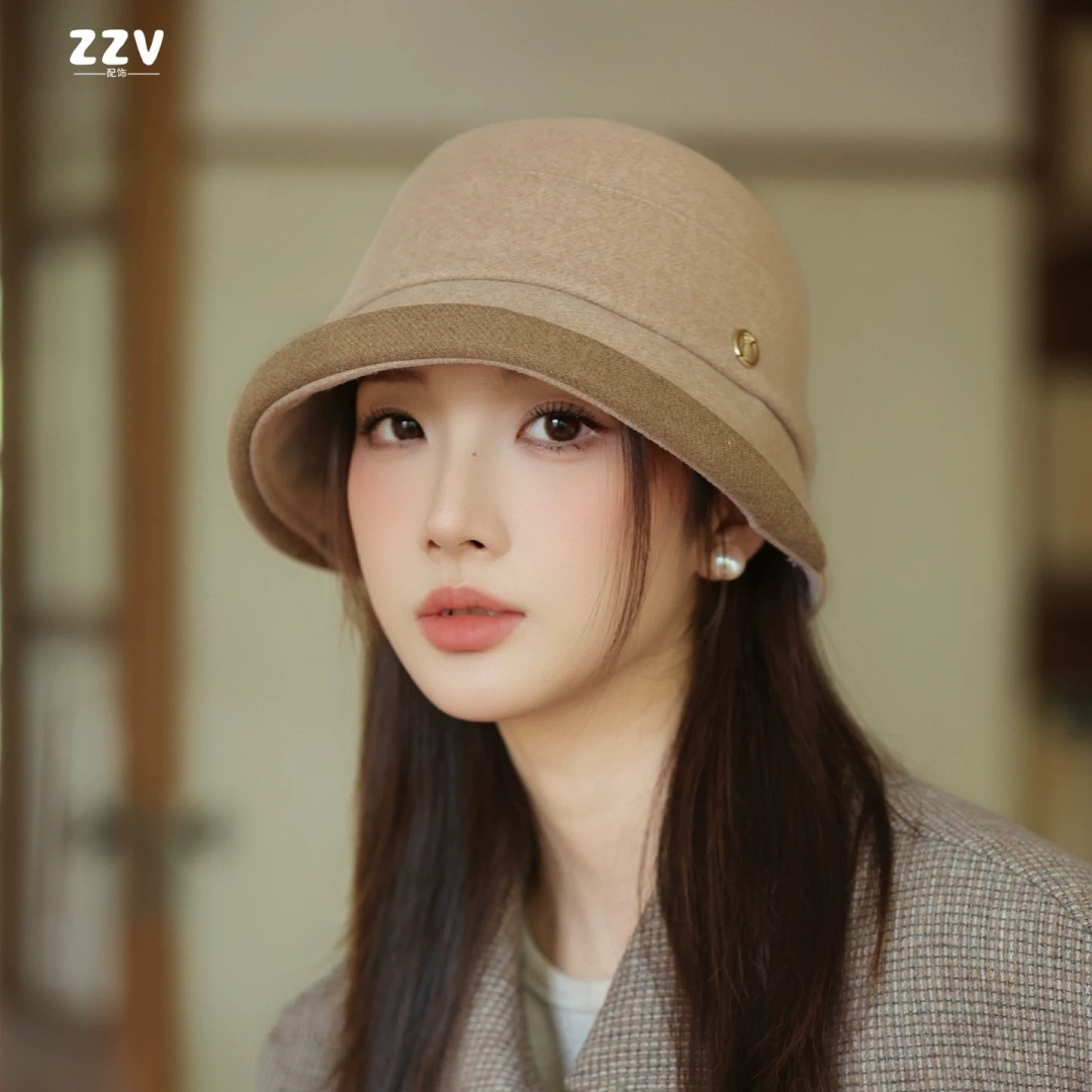  香奈儿(CHANEL) 英伦复古毛呢渔夫帽子女秋冬季优雅气质保暖盆帽时尚百搭显脸小潮