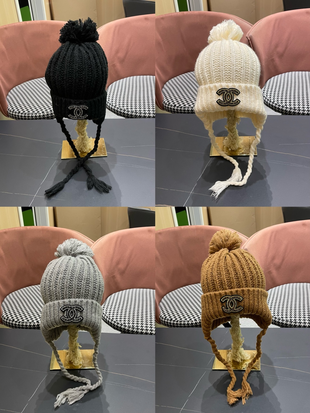  香奈儿(CHANEL) 针织帽子女秋冬新款大头围保暖护耳
冷帽堆堆帽韩版毛线帽逛街百搭