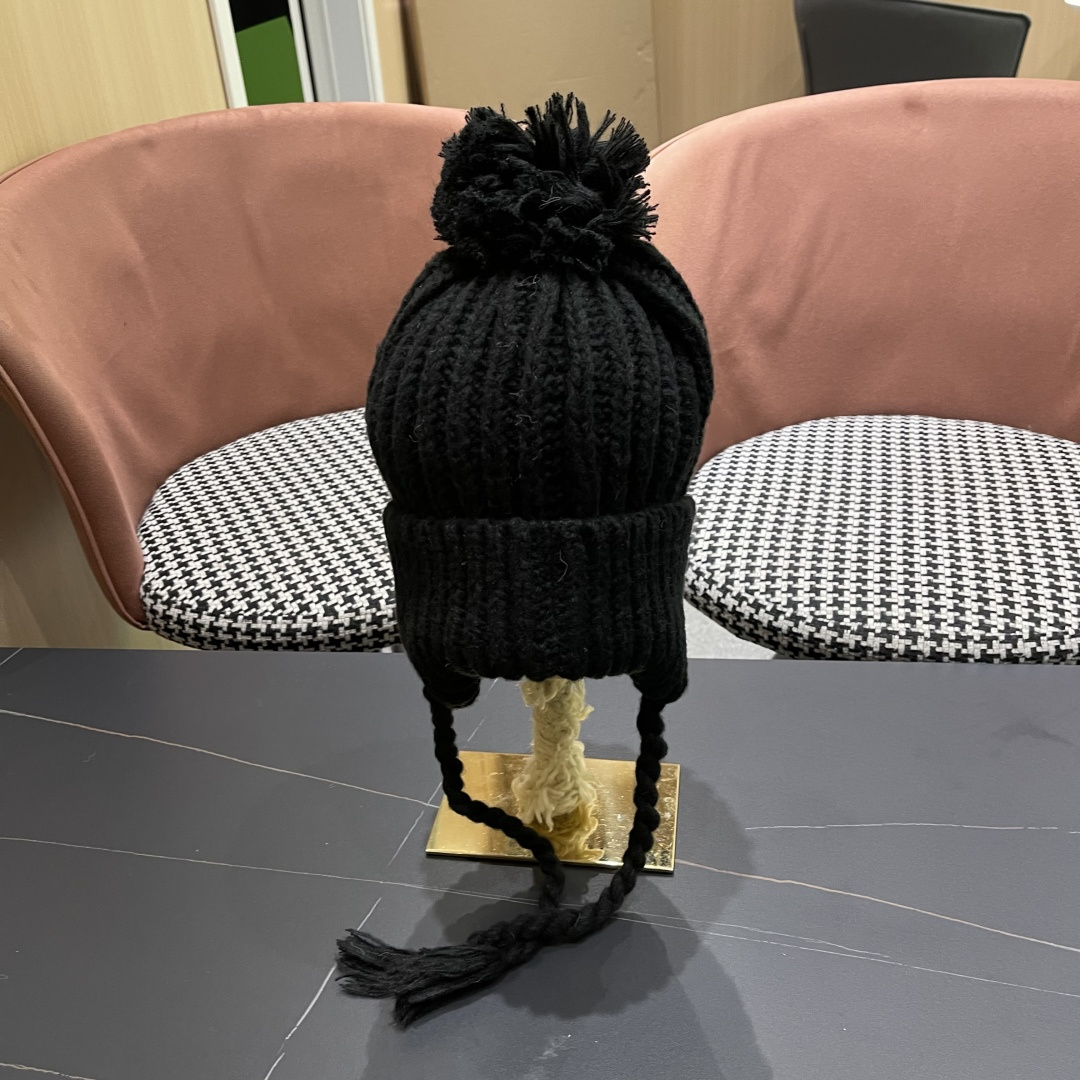  香奈儿(CHANEL) 针织帽子女秋冬新款大头围保暖护耳
冷帽堆堆帽韩版毛线帽逛街百搭