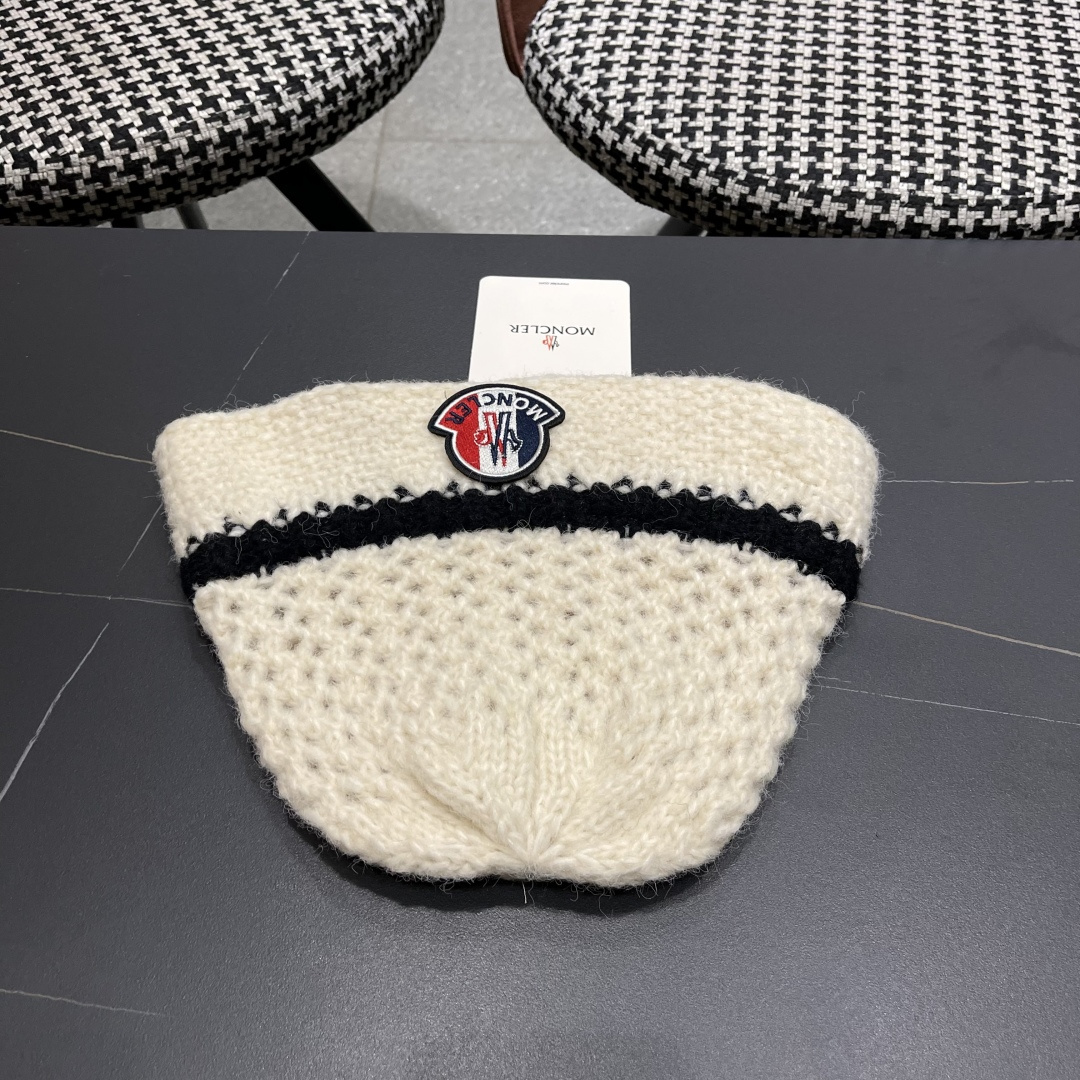  蒙口 毛线帽黑白条纹女秋冬拼色针织保暖大头围包头帽