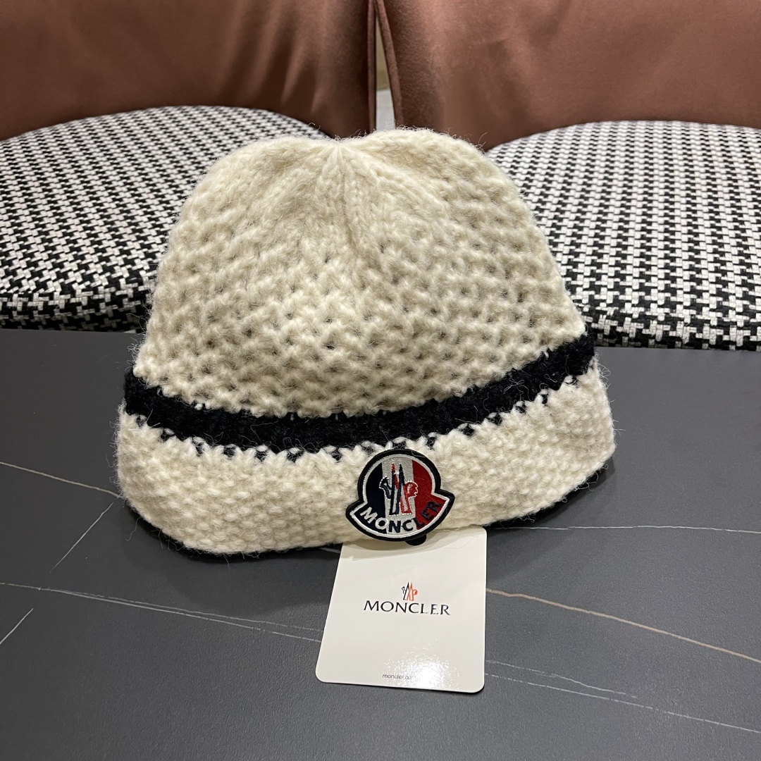  蒙口 毛线帽黑白条纹女秋冬拼色针织保暖大头围包头帽