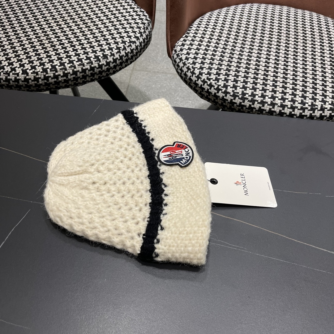  蒙口 毛线帽黑白条纹女秋冬拼色针织保暖大头围包头帽