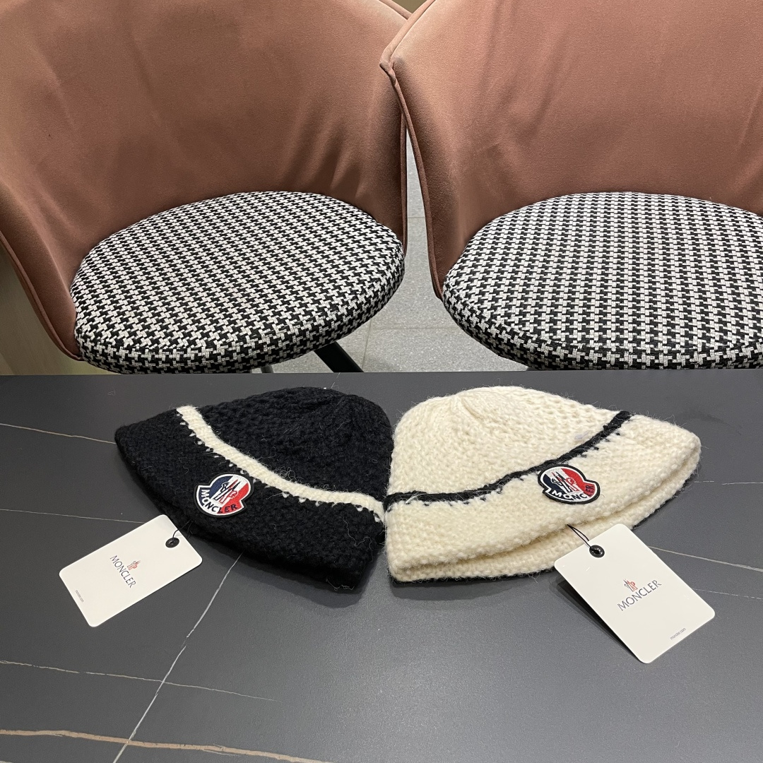  蒙口 毛线帽黑白条纹女秋冬拼色针织保暖大头围包头帽