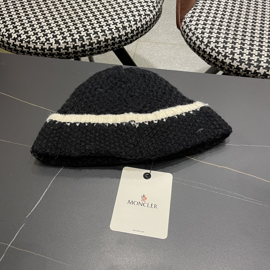  蒙口 毛线帽黑白条纹女秋冬拼色针织保暖大头围包头帽