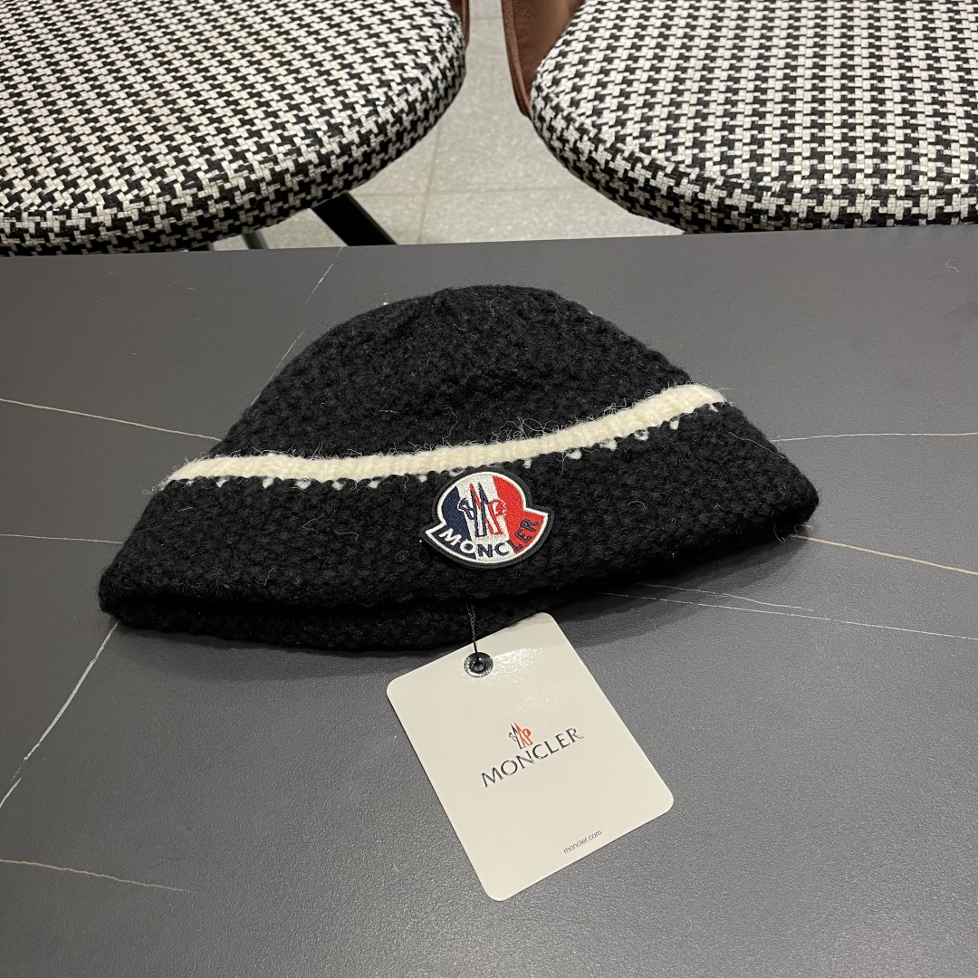  蒙口 毛线帽黑白条纹女秋冬拼色针织保暖大头围包头帽