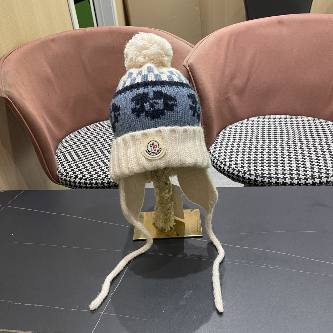  蒙口Moncler盟可睐加绒加厚雷锋帽子女秋冬季保暖护耳民族风针织毛线帽防寒东北骑车