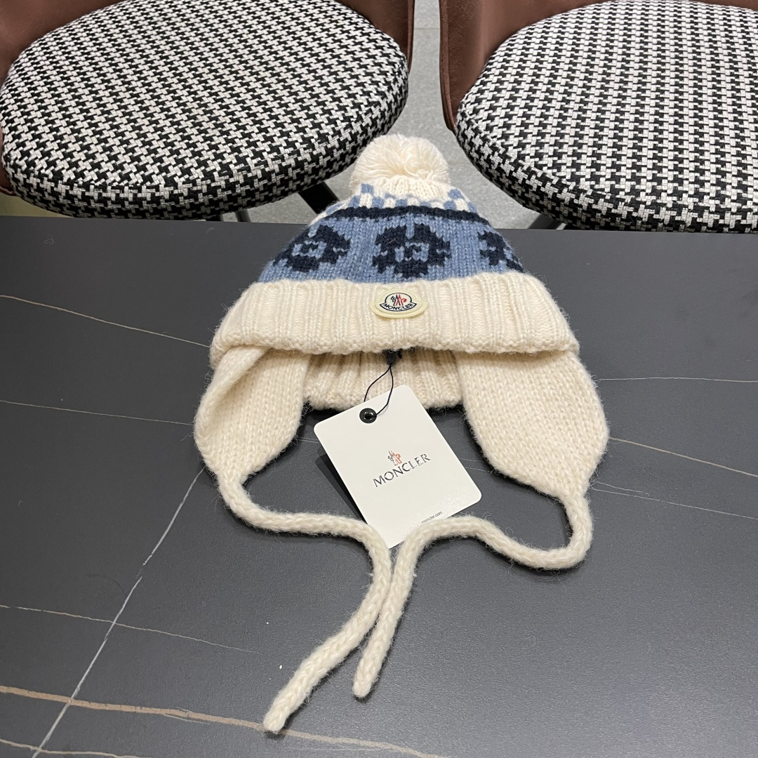  蒙口Moncler盟可睐加绒加厚雷锋帽子女秋冬季保暖护耳民族风针织毛线帽防寒东北骑车