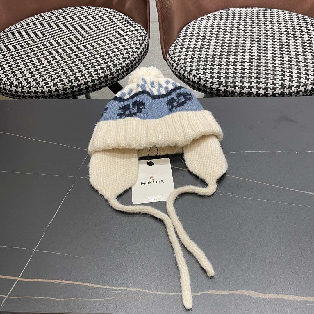 蒙口Moncler盟可睐加绒加厚雷锋帽子女秋冬季保暖护耳民族风针织毛线帽防寒东北骑车