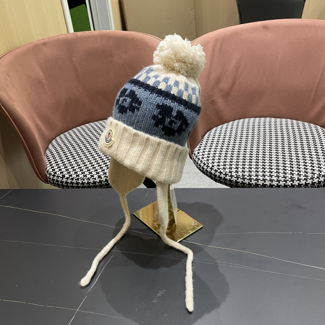  蒙口Moncler盟可睐加绒加厚雷锋帽子女秋冬季保暖护耳民族风针织毛线帽防寒东北骑车