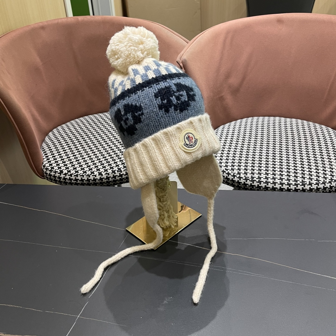  蒙口Moncler盟可睐加绒加厚雷锋帽子女秋冬季保暖护耳民族风针织毛线帽防寒东北骑车