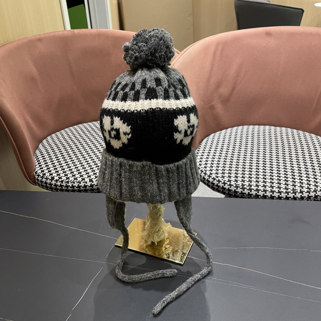  蒙口Moncler盟可睐加绒加厚雷锋帽子女秋冬季保暖护耳民族风针织毛线帽防寒东北骑车