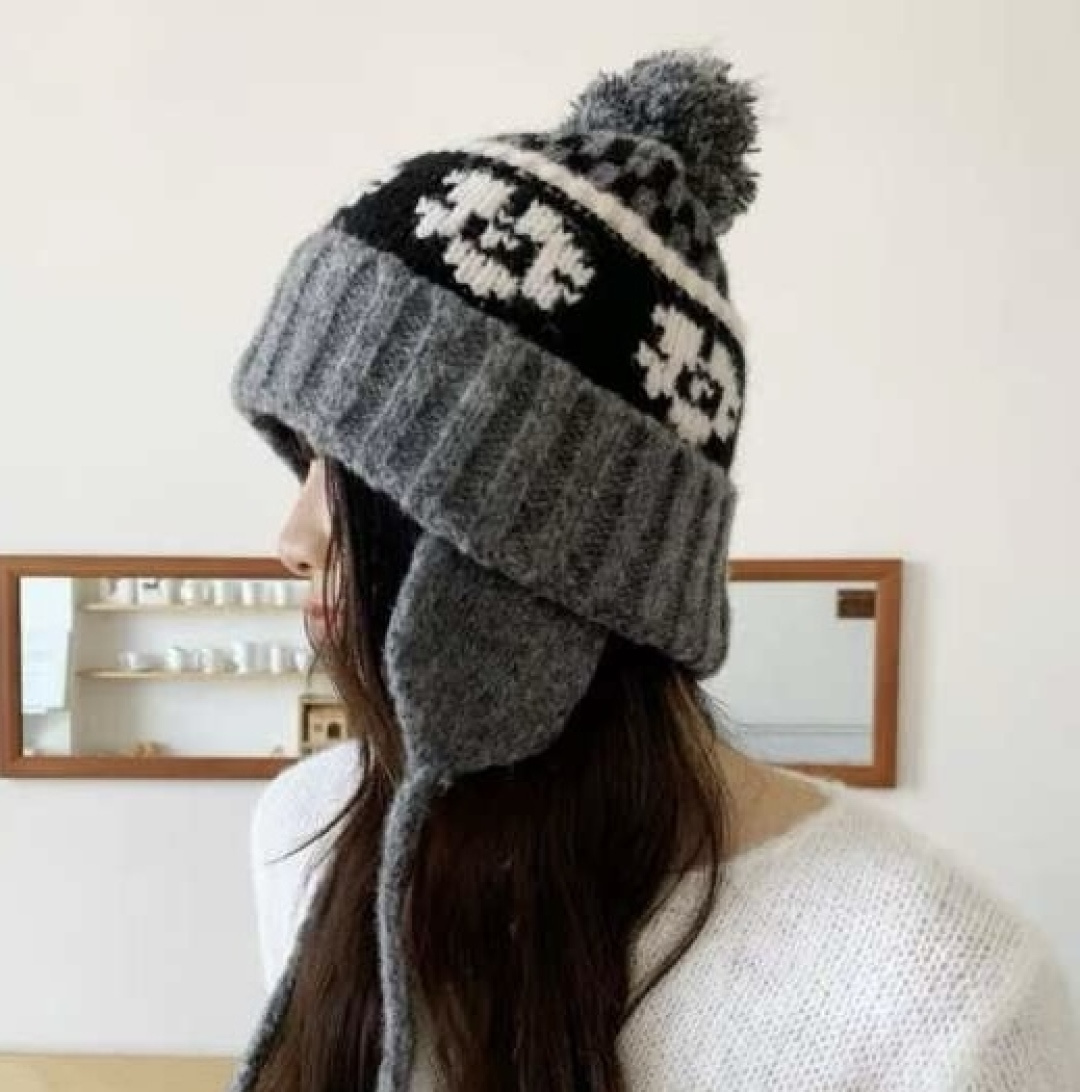  蒙口Moncler盟可睐加绒加厚雷锋帽子女秋冬季保暖护耳民族风针织毛线帽防寒东北骑车