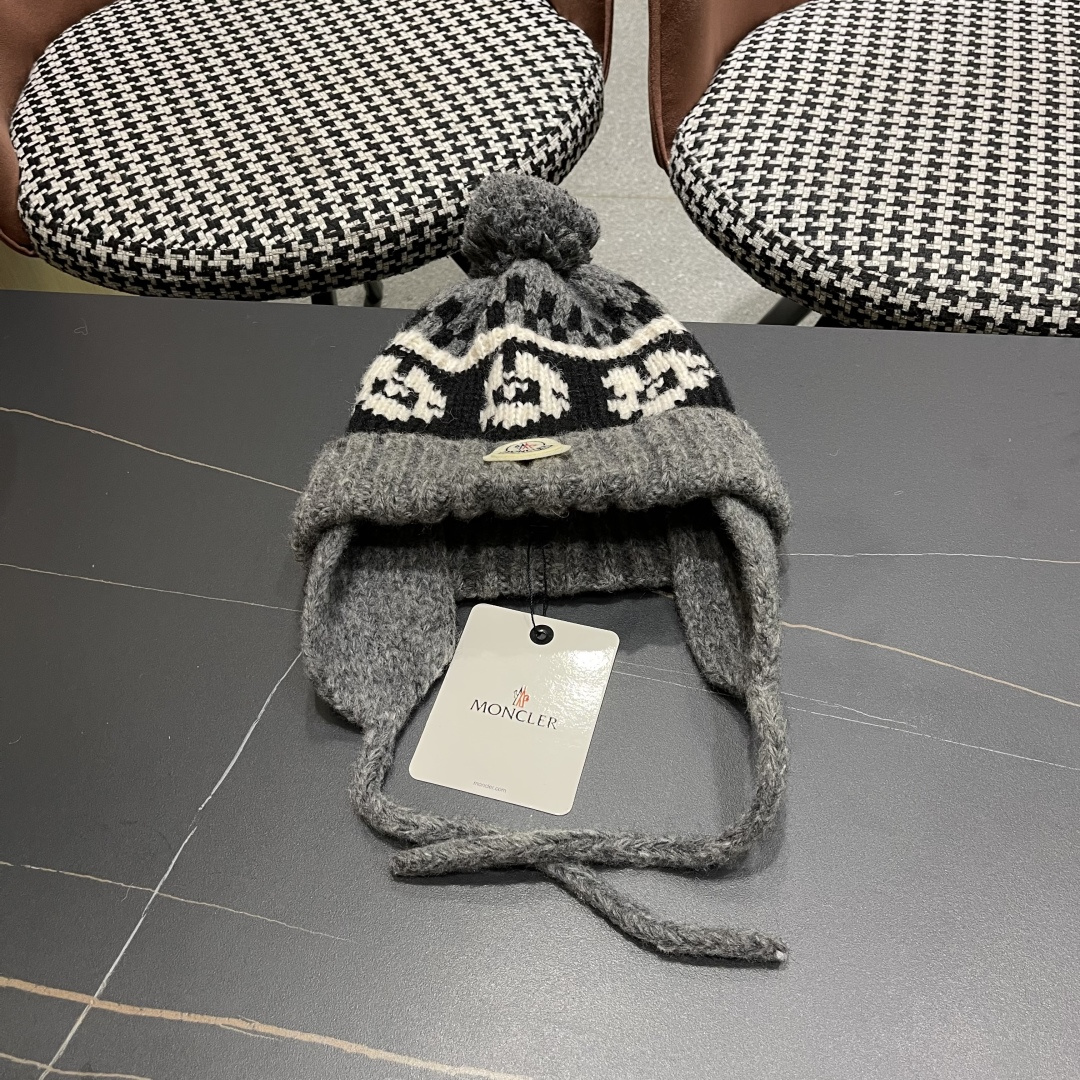  蒙口Moncler盟可睐加绒加厚雷锋帽子女秋冬季保暖护耳民族风针织毛线帽防寒东北骑车
