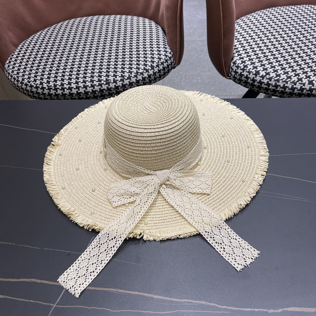  蒙口moncler草帽蝴蝶结帽子女款2025 新款夏季防晒帽大帽檐
遮阳帽透气法式草帽