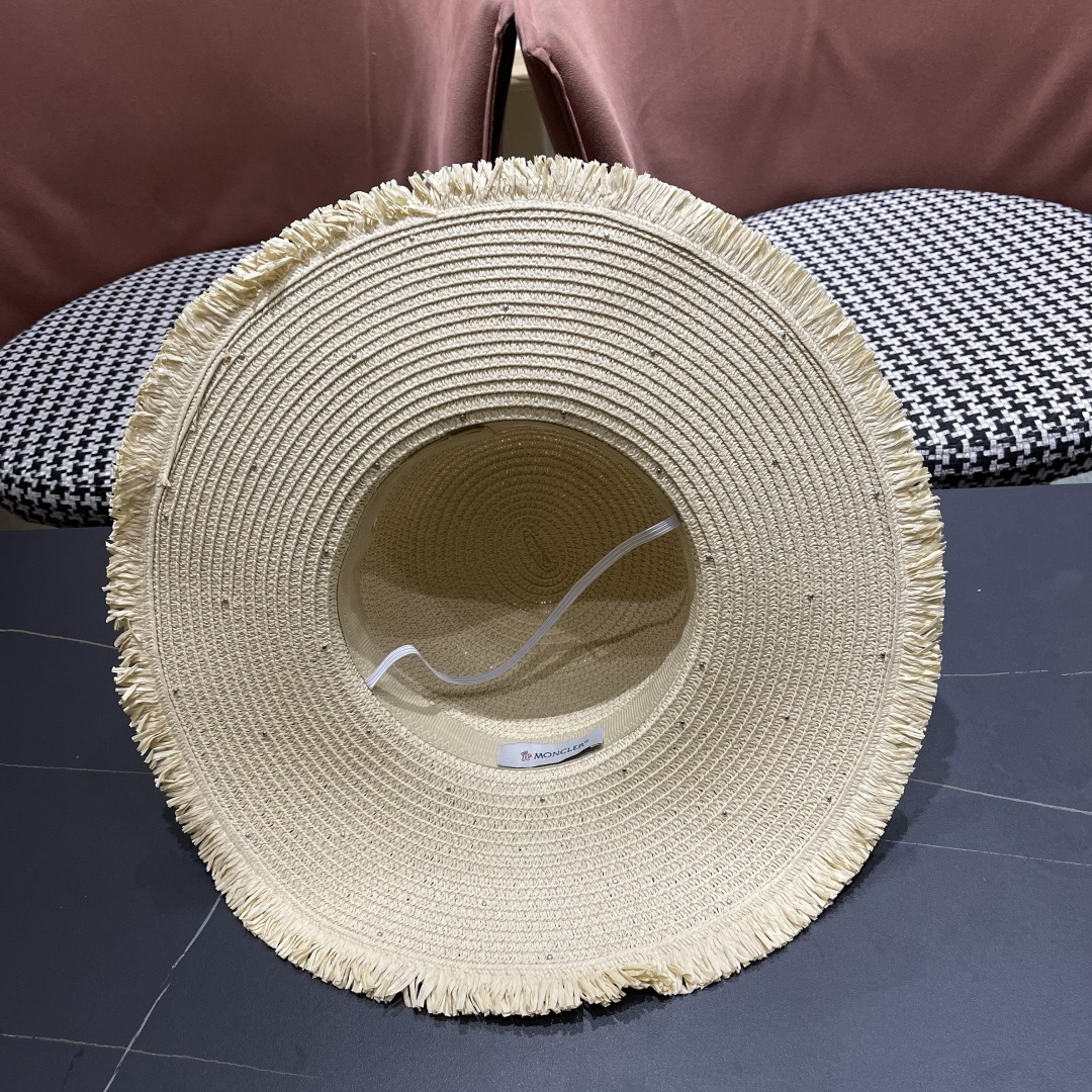  蒙口moncler草帽蝴蝶结帽子女款2025 新款夏季防晒帽大帽檐
遮阳帽透气法式草帽