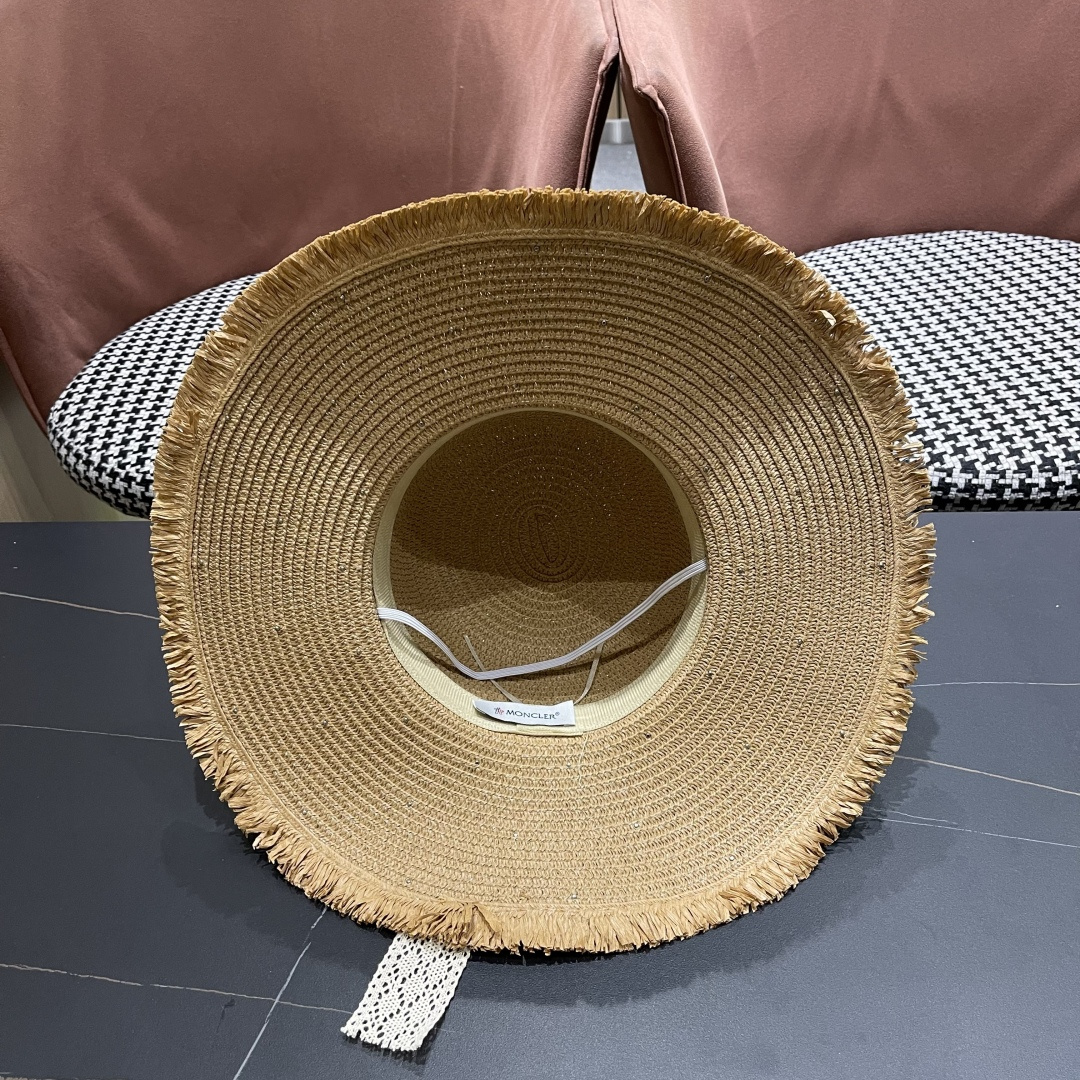  蒙口moncler草帽蝴蝶结帽子女款2025 新款夏季防晒帽大帽檐
遮阳帽透气法式草帽