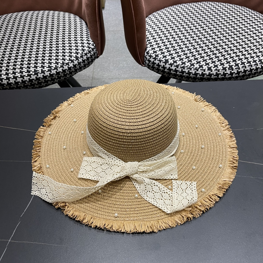  蒙口moncler草帽蝴蝶结帽子女款2025 新款夏季防晒帽大帽檐
遮阳帽透气法式草帽